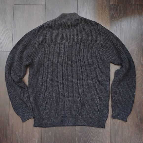 Vtg Guide Series Sweater Mens Large Gray Cotton 1/4 Button Up - Picture 3 of 4